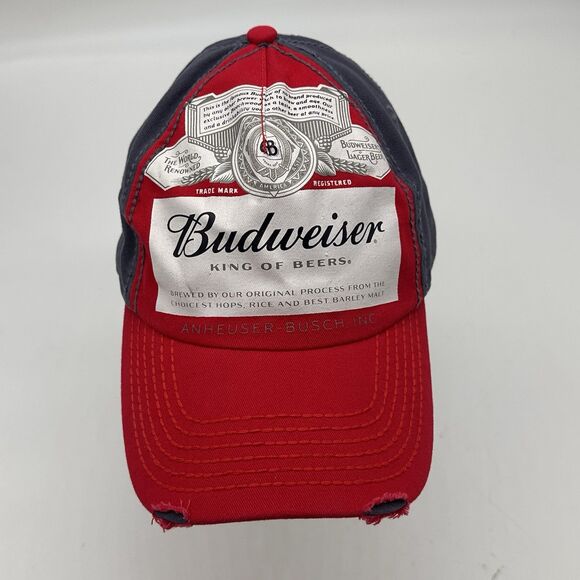 Budweister Distressed Baseball Cap King of Beers Low Profile Adjustable Strap - Picture 3 of 9
